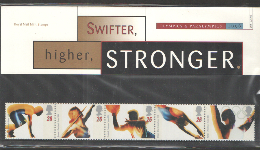 (image for) 1996 Olympics & Paralympics Royal Mail Presentation Pack 268 - Click Image to Close
